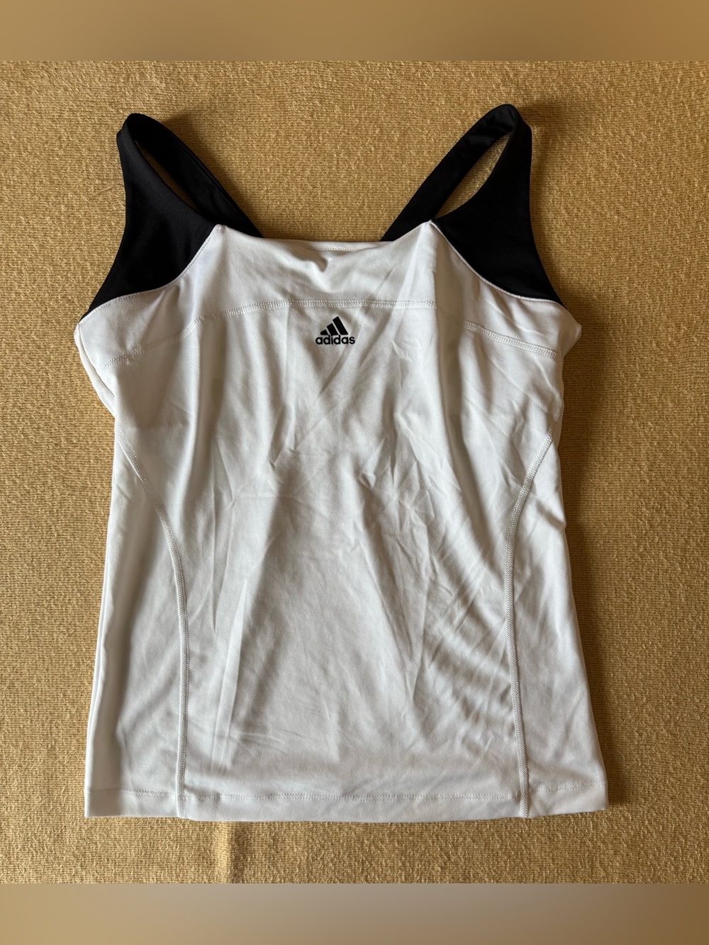 adidas White and Black Athletic Tank Top